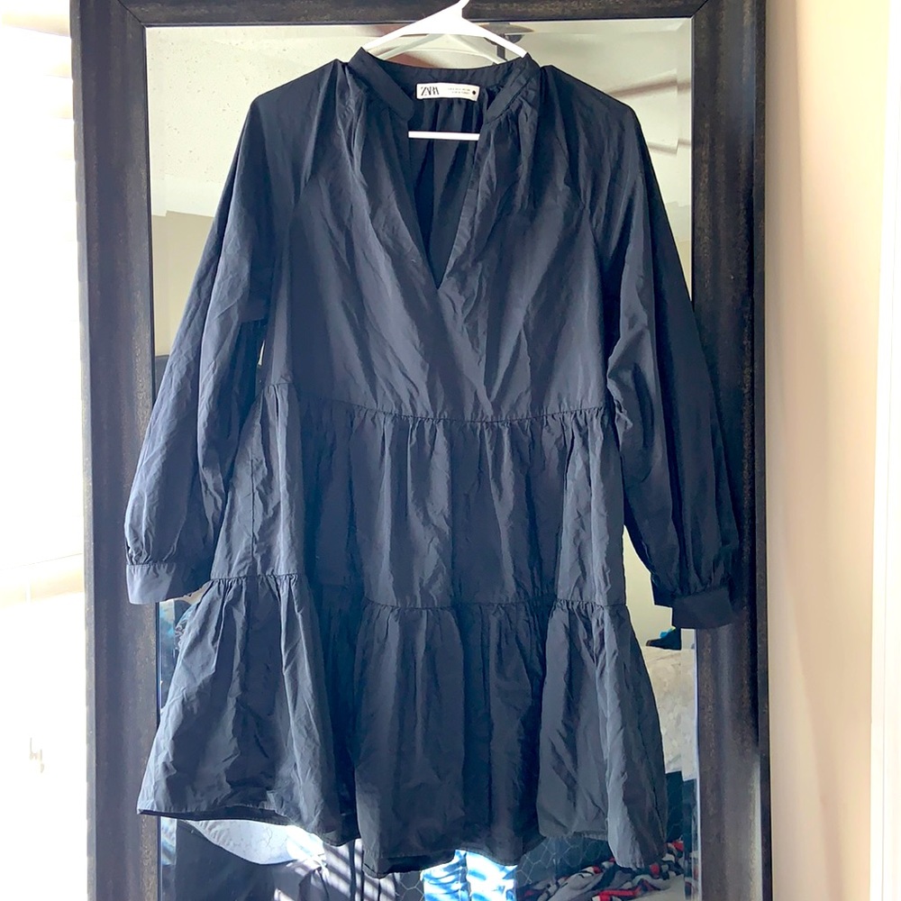 Zara black tiered dress